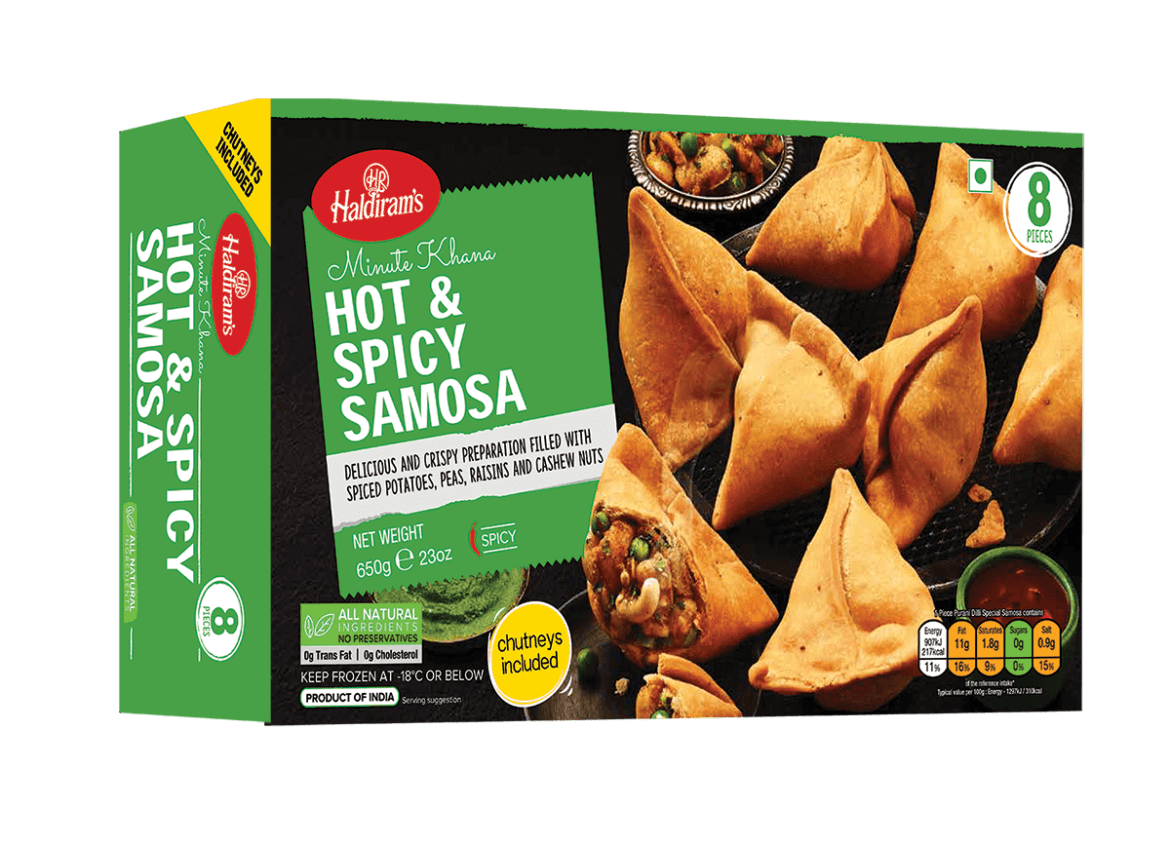 Haldirams Delhi Hot And Spicy Samosa 8pc Frozen 650g Indira Indian